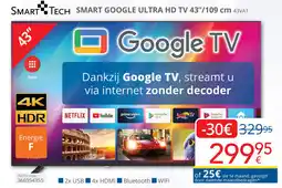 Eldi Smart tech smart google ultra HD TV 43VA1 aanbieding