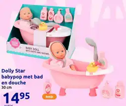 Action Dolly Star babypop met bad en douche aanbieding