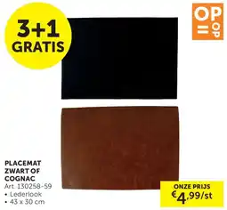 Zelfbouwmarkt Placemat zwart of cognac aanbieding