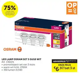 Zelfbouwmarkt Led lamp osram set 3 GU10 wit aanbieding