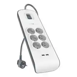 Electro Depot BELKIN Stekkerdoos met Overspanningsbeveiliging x6+2 USB aanbieding