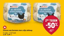 Delhaize Eieren van hennen met vrije uitloop aanbieding