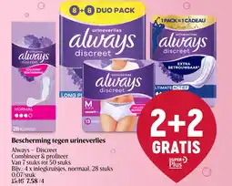 Delhaize Bescherming tegen urineverlies aanbieding