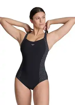 Decathlon Arena Bodylift Laura Wing Back badpak - Zwart/Zilver/Multi - maat 42 aanbieding