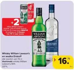 Carrefour Whisky William Lawson’s en wodka Eristo aanbieding