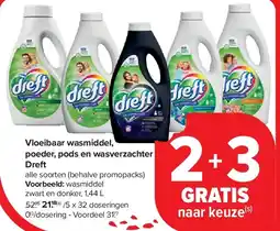 Carrefour Vloeibaar wasmiddel, poeder, pods en wasverzachter Dreft aanbieding