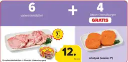 Carrefour 6 varkenskoteletten + 4 bacon cheeseburgers REF. :1612369 aanbieding