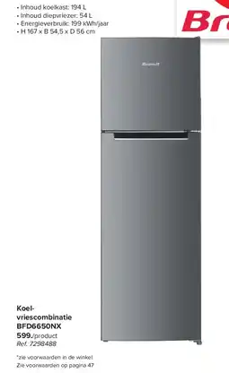 Carrefour Koelvriescombinatie BFD6650NX aanbieding
