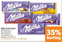 Albert Heijn Milka 85-100 gram aanbieding