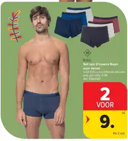 Carrefour Set van 3 boxers Basic voor heren aanbieding