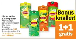 Albert Heijn Lipton Ice Tea 1.5 literpakken aanbieding