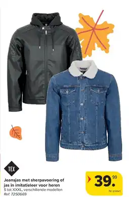 Carrefour Jeansjas met sherpavoering of jas in imitatieleer voor heren aanbieding