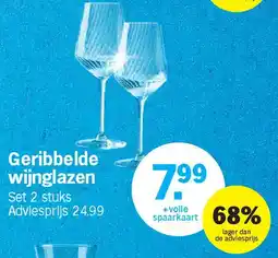 Albert Heijn Geribbelde wijnglazen aanbieding