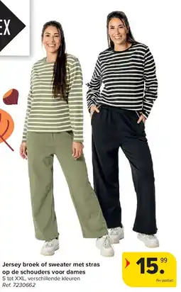 Carrefour Jersey broek of sweater met stras op de schouders voor dames aanbieding