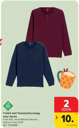 Carrefour T-shirt met Tunesische kraag voor heren aanbieding