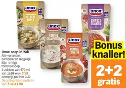 Albert Heijn Unox soep in zak aanbieding