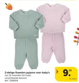 Carrefour 2-delige fl uwelen pyjama voor baby’s aanbieding