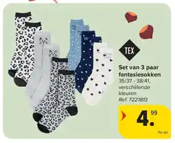 Carrefour Set van 3 paar fantasiesokken aanbieding