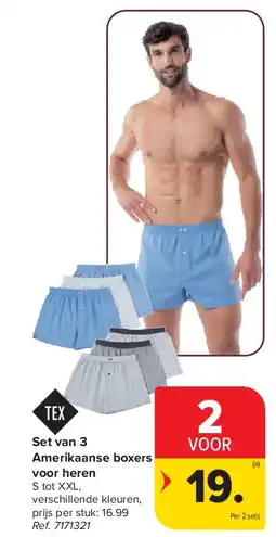 Carrefour Set van 3 Amerikaanse boxers voor heren aanbieding