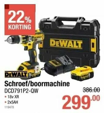 Cevo Dewalt schroef- boormachine dcd791p2-qw aanbieding