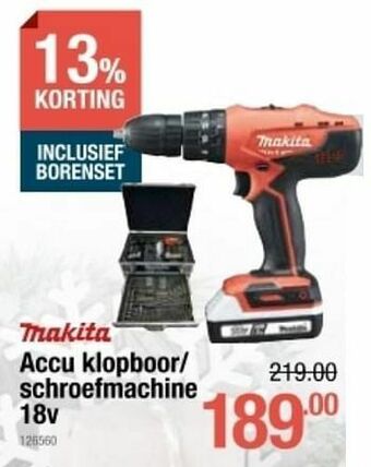 Cevo Makita accu klopboor- schroefmachine 18v aanbieding