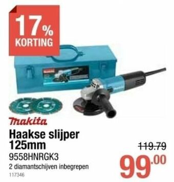 Cevo Makita haakse slijper 9558hnrgk3 aanbieding