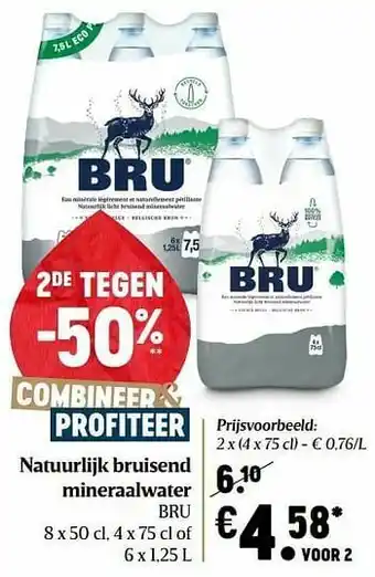 Delhaize Natuurlijk bruisend mineraalwater bru aanbieding