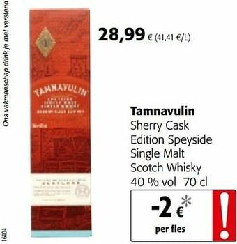 Colruyt Tamnavulin sherry cask edition speyside single malt scotch whisky aanbieding