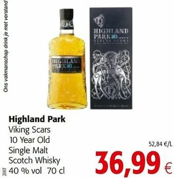 Colruyt Highland park viking scars 10 year old single malt scotch whisky aanbieding