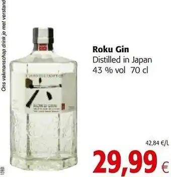 Colruyt Roku gin distilled in japan aanbieding