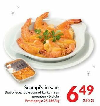 Intermarché Scampi`s in saus diabolique lookroom of kurkuma en groenten aanbieding