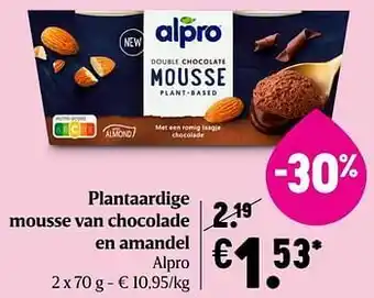 Delhaize Plantaardige mousse van chocolade en amandel alpro aanbieding