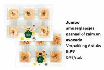 Jumbo Jumbo amuseglaasjes garnaal of zalm en avocado aanbieding