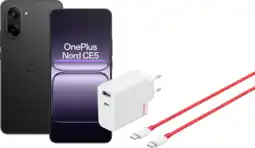 Coolblue OnePlus Nord CE 5 256GB Zwart 5G + OnePlus SuperVOOC Oplader 80W 2 Poorten + Usb C kabel aanbieding