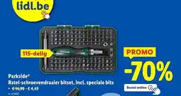 Lidl Parkside ratel-schroevendraaier bitset, incl speciale bits aanbieding