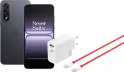 Coolblue OnePlus Nord 5 256Go Noir 5G + OnePlus SuperVOOC Chargeur 80W avec 2 Ports + Câble USB-C aanbieding