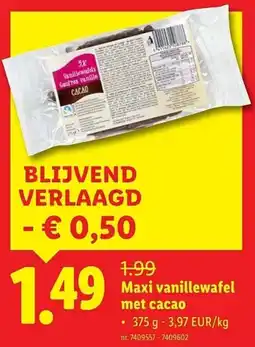 Lidl Maxi vanillewafel met cacao aanbieding
