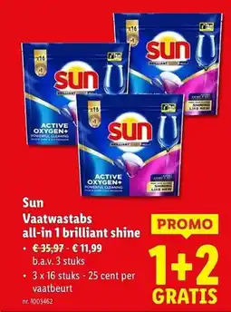 Lidl Sun Vaatwastabs all-in 1 brilliant shine aanbieding