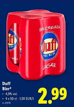 Lidl Duff Bier aanbieding