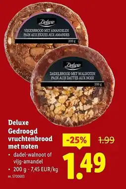 Lidl Deluxe gedroogd vruchtenbrood met noten aanbieding