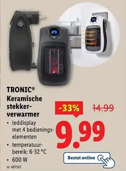Lidl Tronic keramische stekker verwarmer aanbieding
