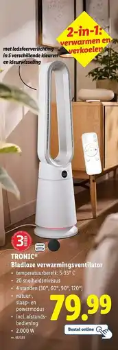 Lidl Tronic bladloze verwarmingsventilator aanbieding