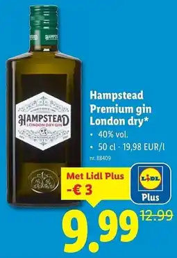 Lidl Hampstead Premium gin London dry aanbieding