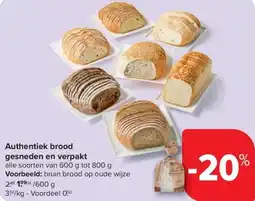 Carrefour Market Authentiek brood gesneden en verpakt aanbieding