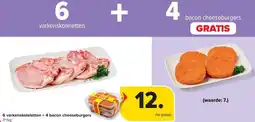Carrefour Market 6 varkenskoteletten + 4 bacon cheeseburgers aanbieding