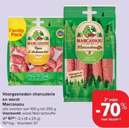 Carrefour Market Marcassou Voorgesneden charcuterie en worst aanbieding
