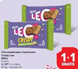 Carrefour Market Milka Chocoladerepen hazelnoten Crispy Leo aanbieding
