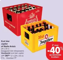 Carrefour Market Krat bier Jupiler of Stella Artois aanbieding