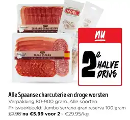 Jumbo Alle Spaanse charcuterie en droge worsten aanbieding
