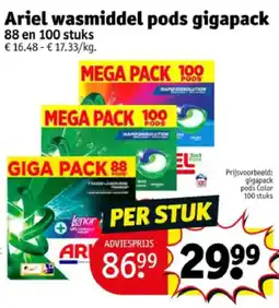 Kruidvat Ariel wasmiddel pods gigapack aanbieding